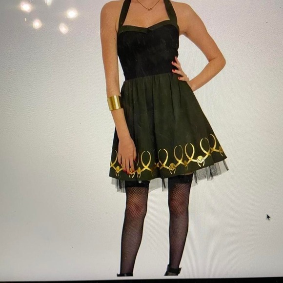 Marvel Dresses & Skirts - Marvel Loki green and gold mini dress size 16